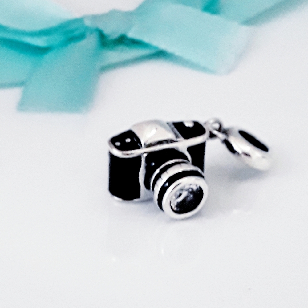Photo Camera with Crystal lense charm S925 Silver Pandora Compatible